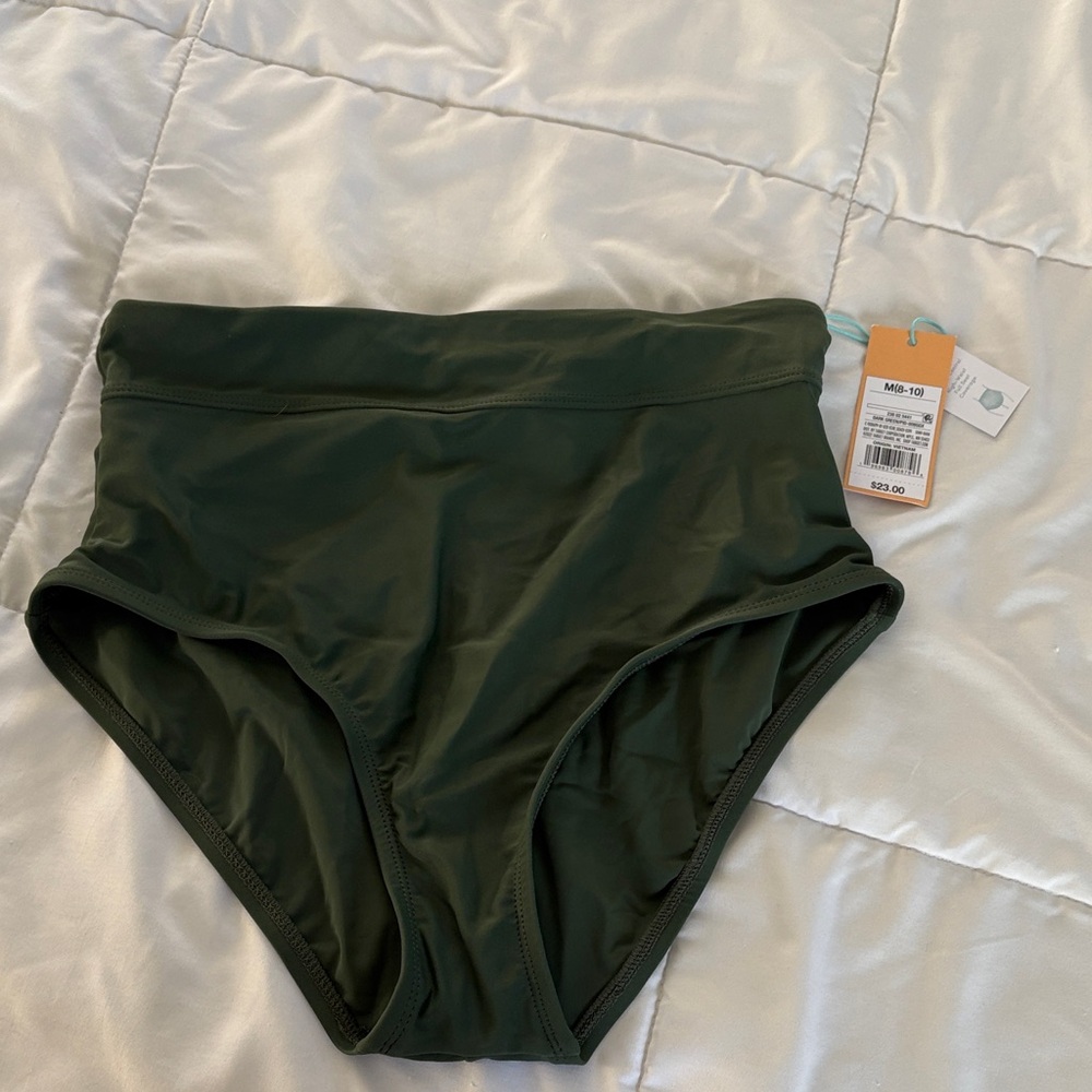 Kona Sol Dark Green High-Waisted Bikini Bottom